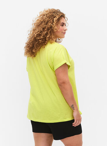 Printed T-shirt in organic cotton, Wild Lime w. Navy, Model image number 1