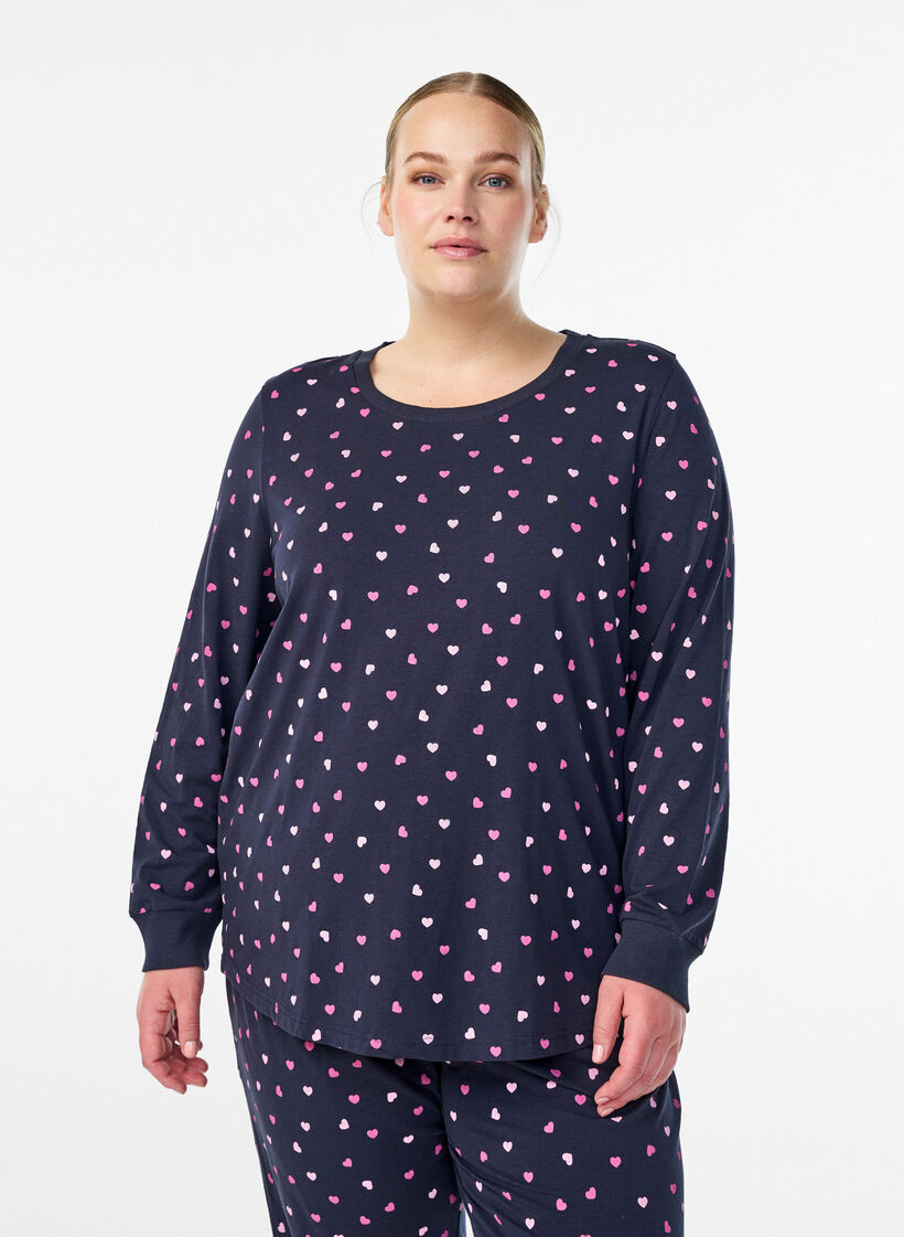 Printed night top, Blue, Model image number 0