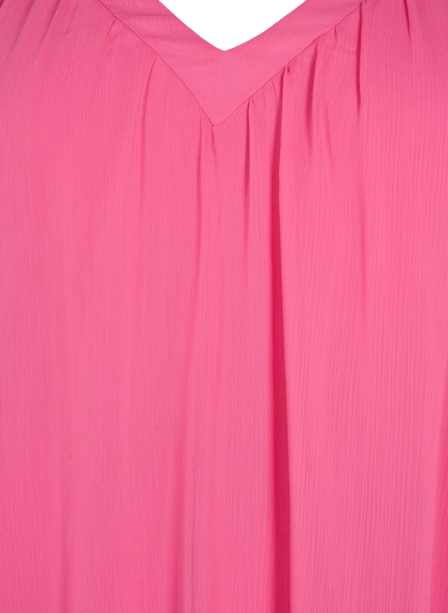Zizzifashion  Plain top with batwing sleeves and V-neck, Shocking Pink, Packshot image number 2