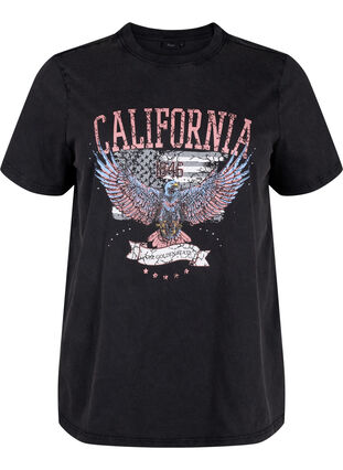 Organic cotton T-shirt with eagle motif, Grey California, Packshot image number 0