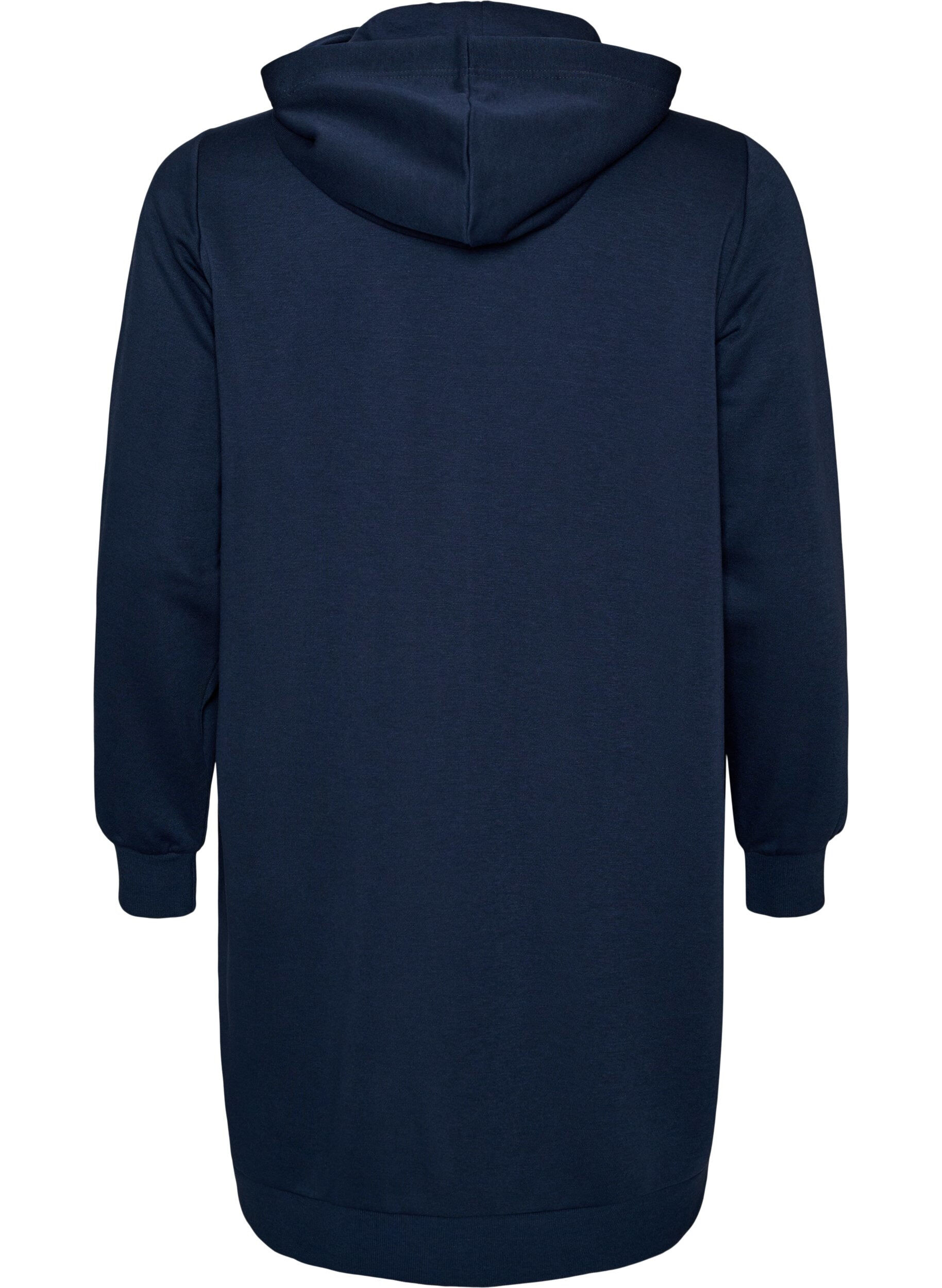 ZizzifashionLong hoodie with zip and pockets, Blue, Packshot image number 1