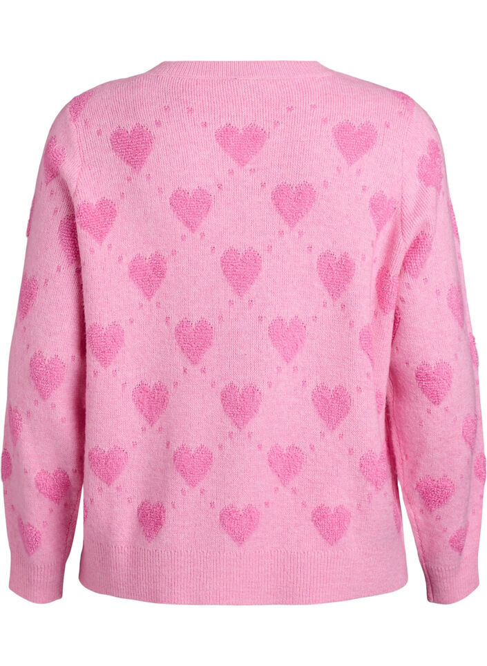 Cardigan with hearts and golden buttons, Pink, Packshot image number 1