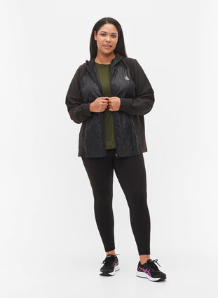 Hooded exercise jacket with pockets, Black, Model image number 3