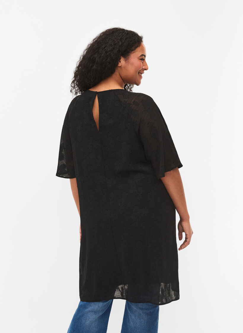 Dress with short sleeves, Black, Model image number 1