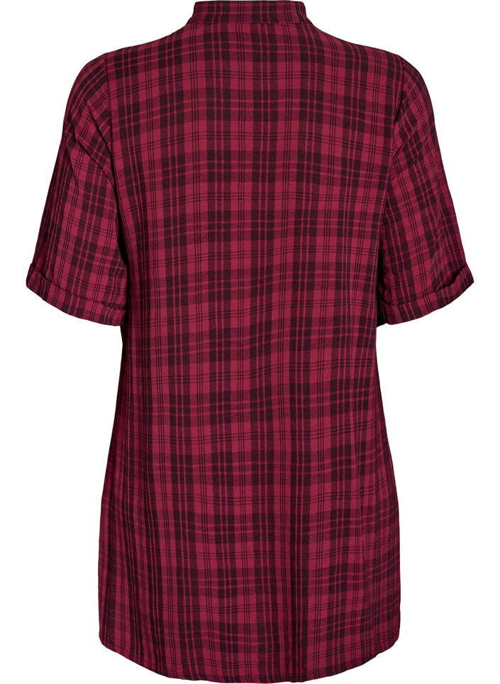Tunic with short sleeves and checkered pattern, Dark Bordeaux, Packshot image number 1