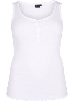 Rib tank top with buttons, Bright White, Packshot image number 0
