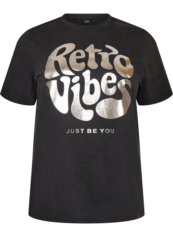 Organic cotton graphic T-shirt, Black, Packshot image number 0