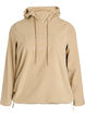 Fleece hoodie with a high neck and embroidered text, Beige, Packshot image number 0