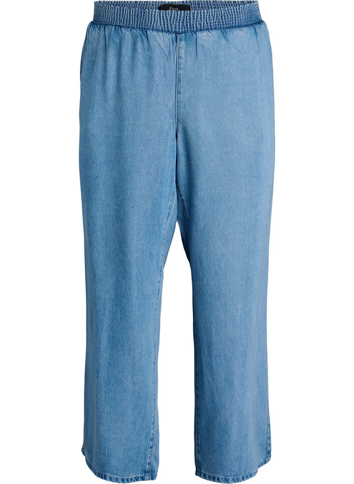 Wide-leg Lyocell trousers with a denim look, Light Blue, Packshot image number 0