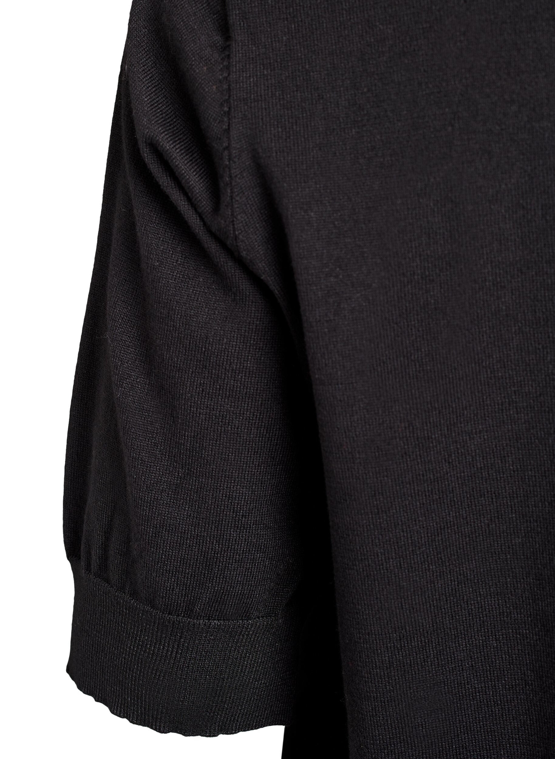 ZizzifashionFine-knit blouse with short sleeves., Black, Packshot image number 3
