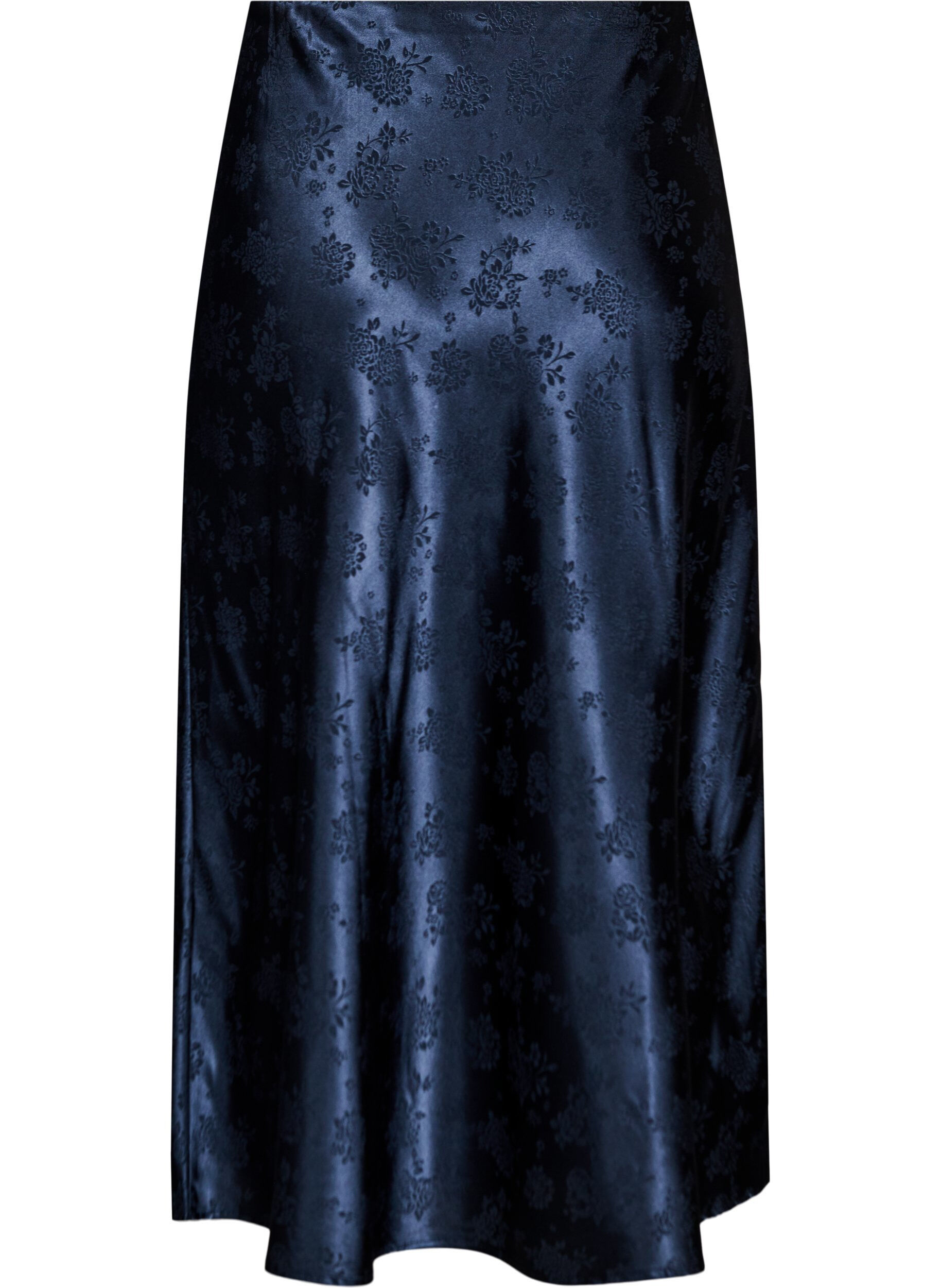 Zizzifashion Satin skirt with a tonal floral pattern, Blue, Packshot image number 1