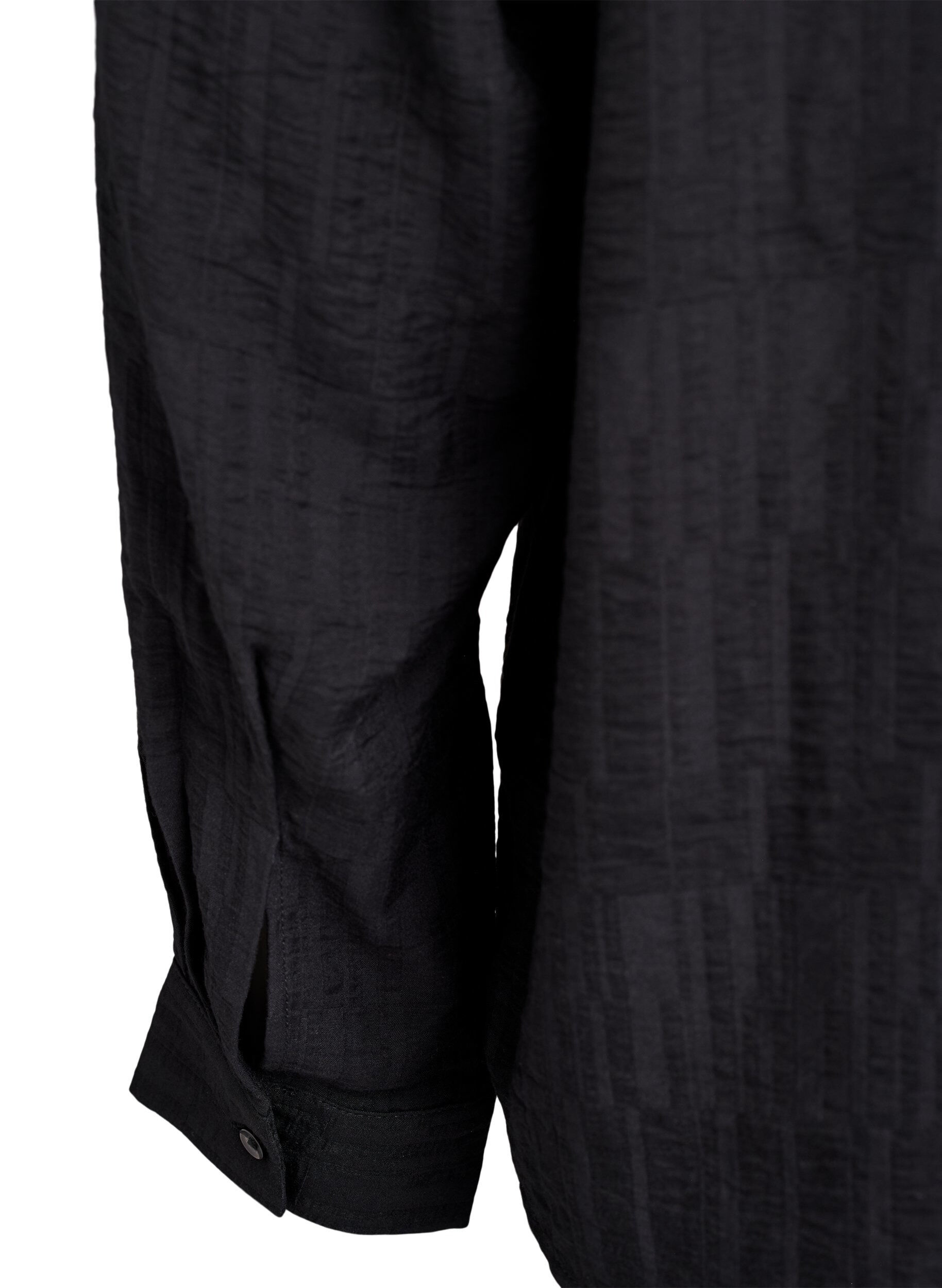 Zizzifashion Loose shirt with texture and a V-neck, Black, Packshot image number 3