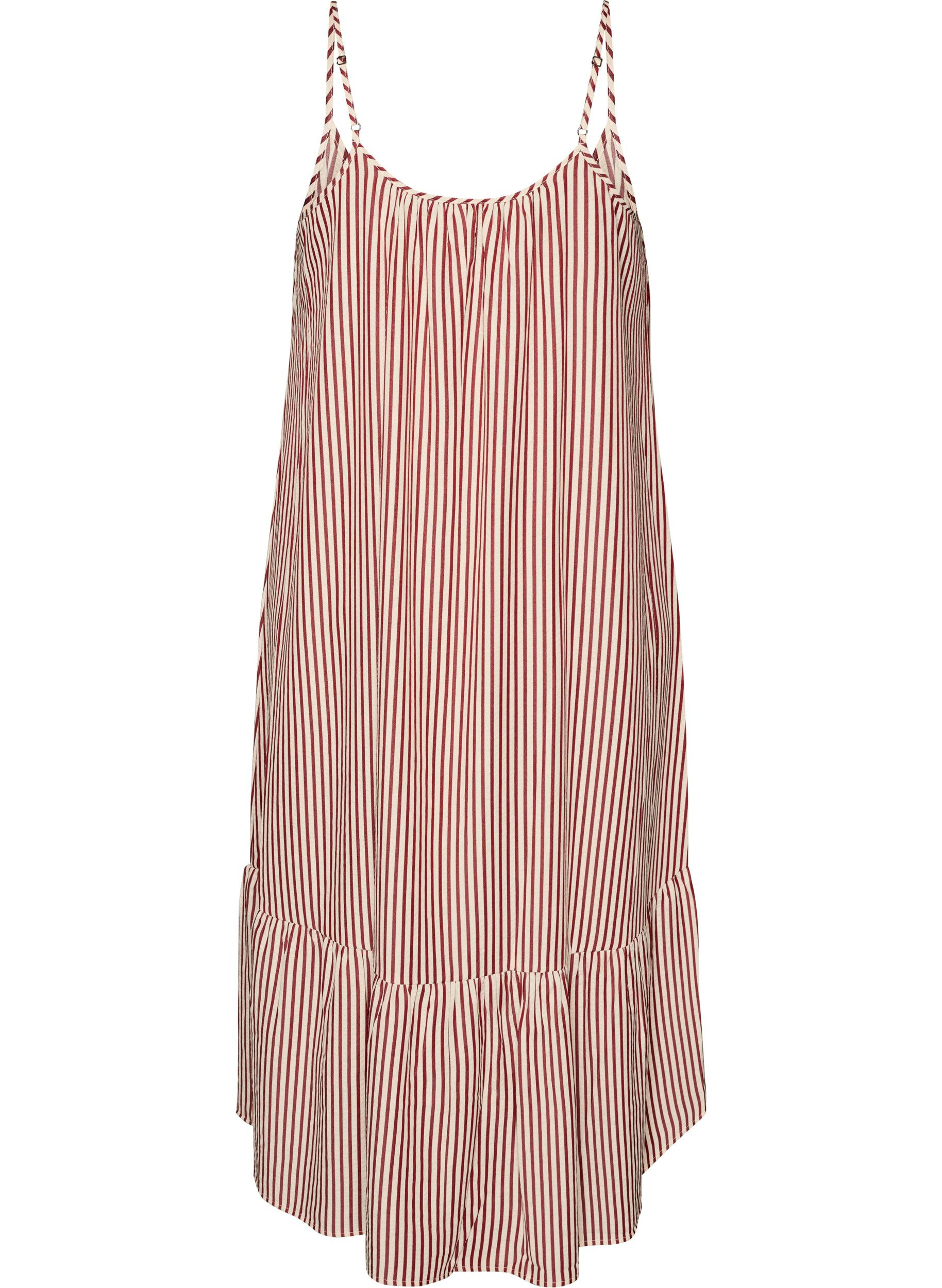 Zizzifashion Summer dress with stripes and A-line shape, Red, Packshot image number 1