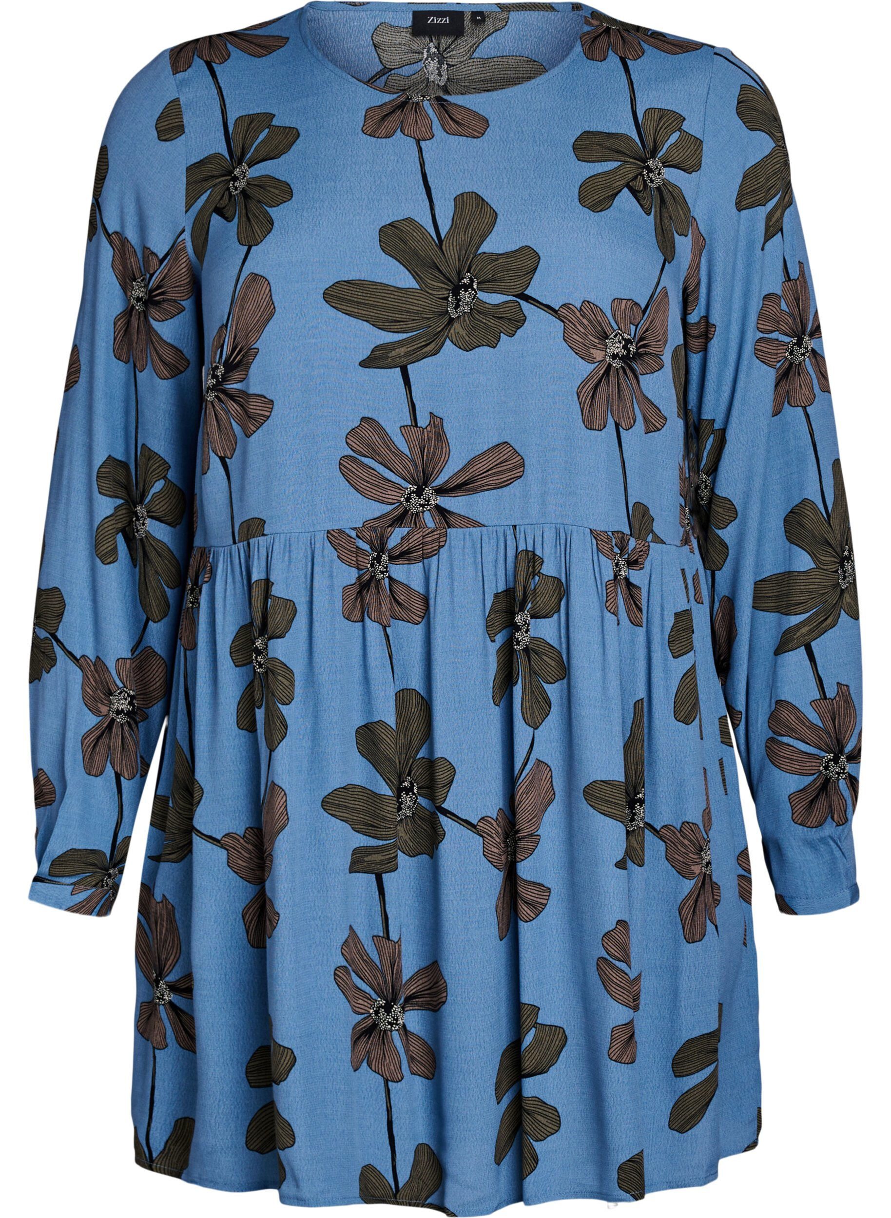 Zizzifashion Long-sleeved tunic with a seam, Blue, Packshot image number 0