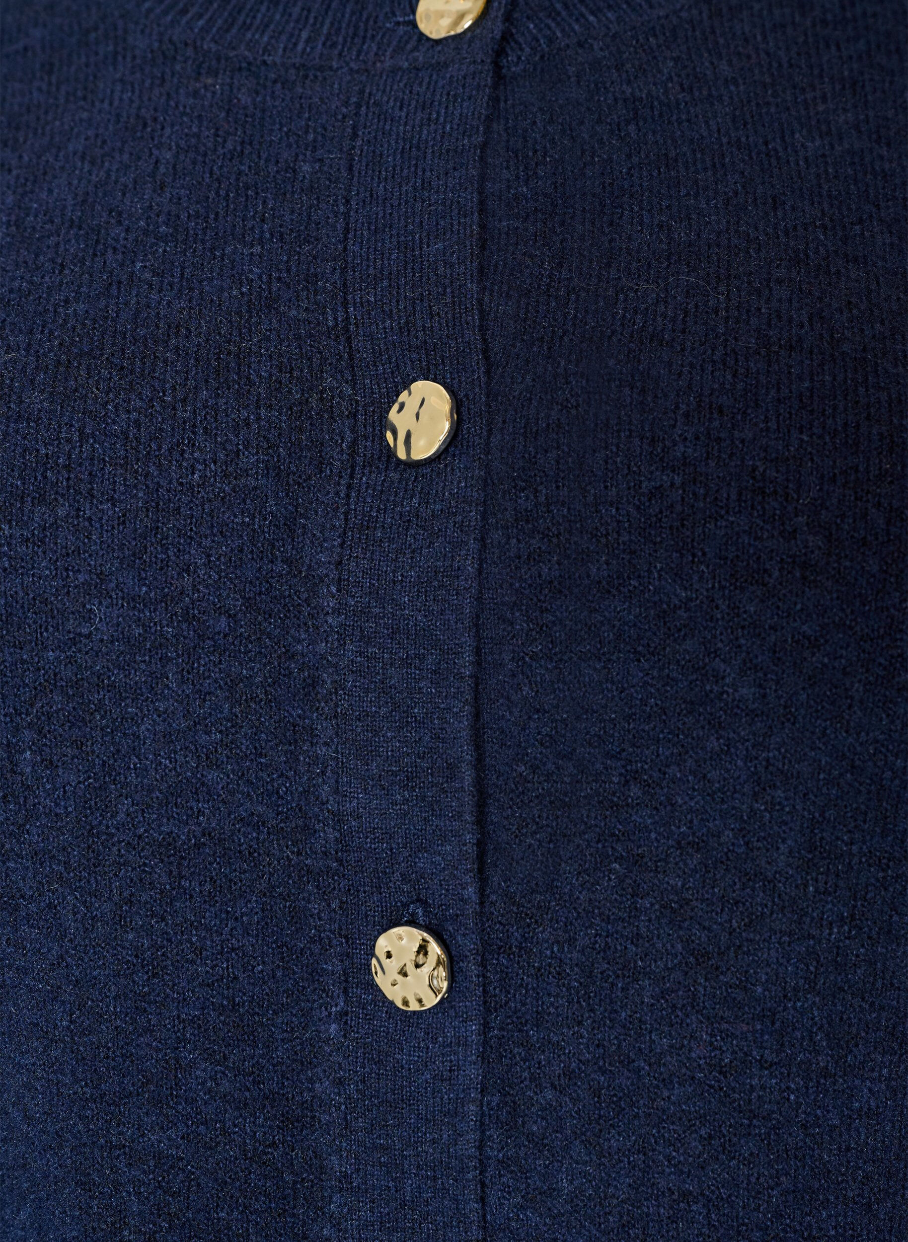 ZizzifashionCardigan in soft knit with gold-coloured buttons, Blue, Packshot image number 2