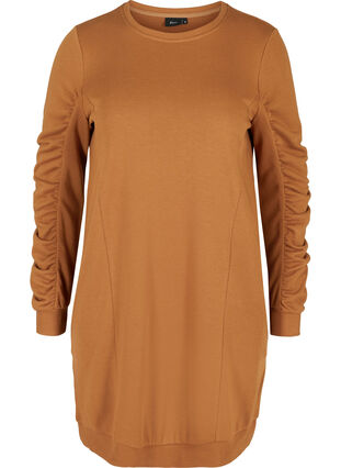 Sweatshirt dress with pockets and ruched sleeves, Rubber, Packshot image number 0