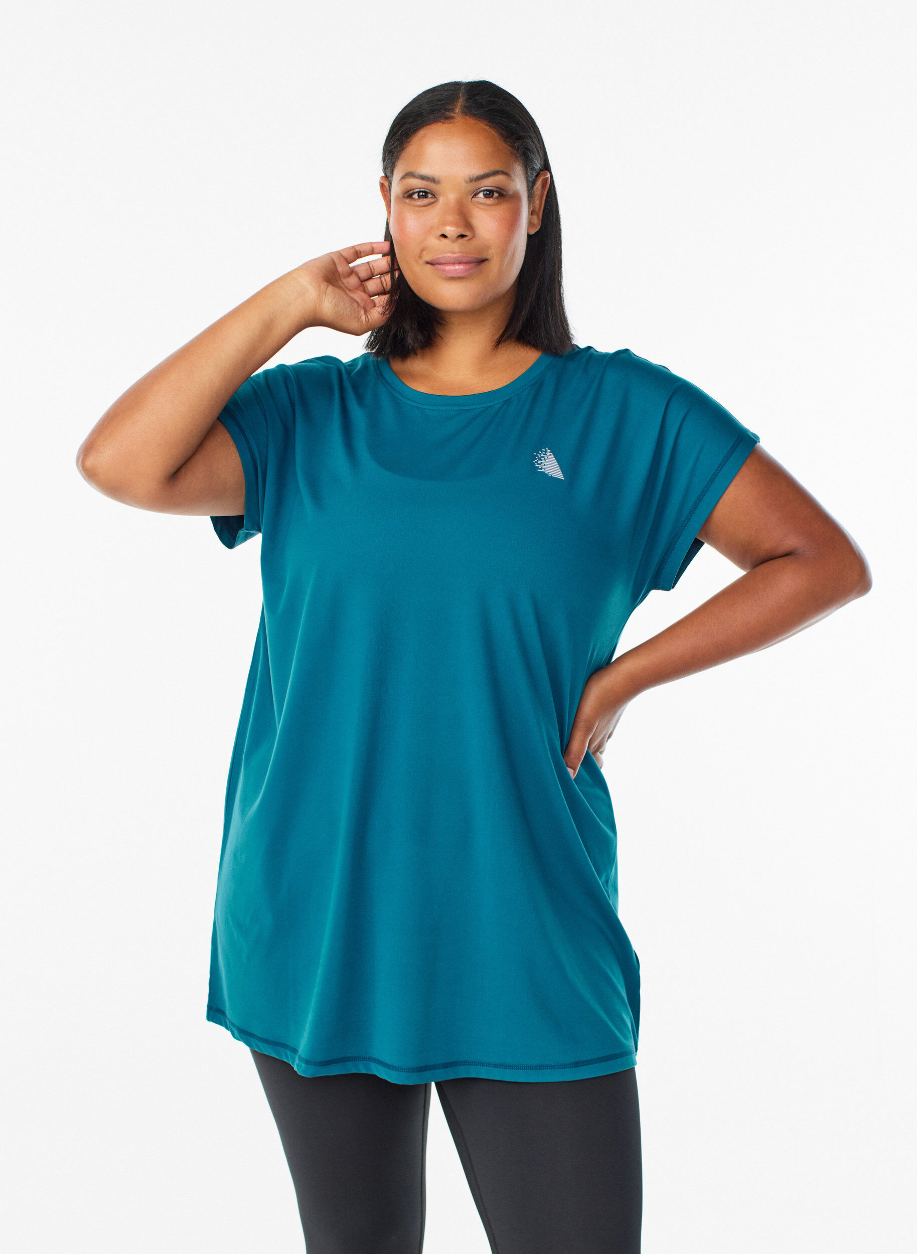 ZizzifashionLong workout T-shirt, Petrol, Model image number 0