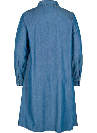 Cotton denim dress with buttons, Blue denim, Packshot image number 1