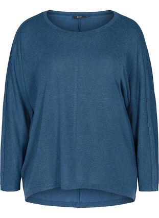 Plain-coloured blouse with long sleeves, Dark Blue, Packshot image number 0