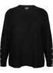 Knitted blouse with ribbed texture and button details, Black, Packshot image number 0