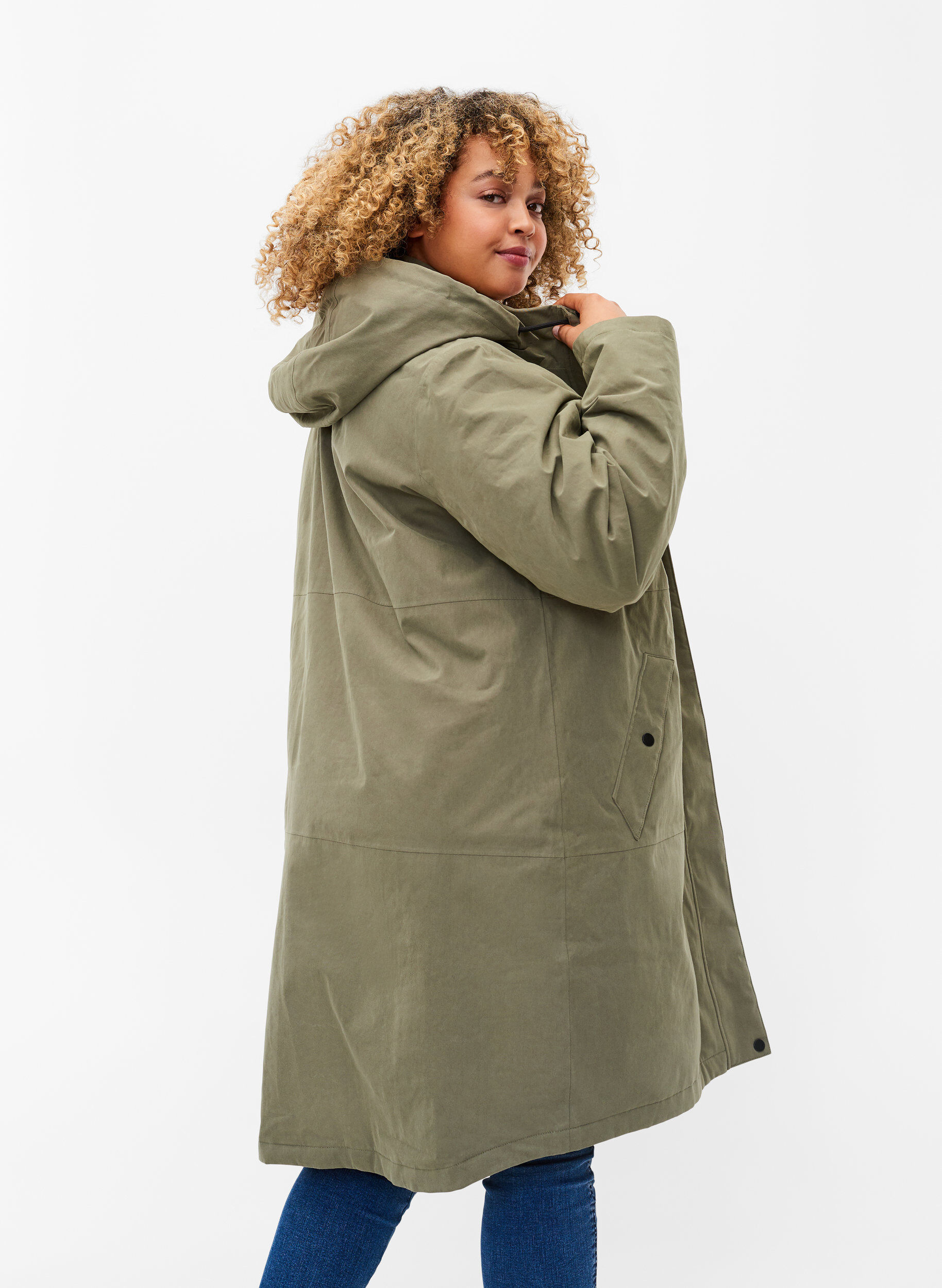 Zizzifashion Waterproof jacket with detachable hood, Dusty Olive, Model image number 1
