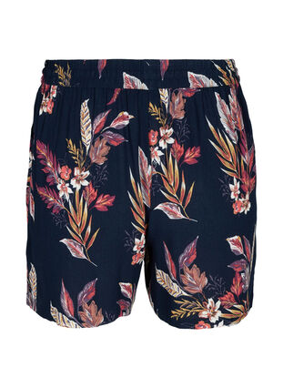 Loose viscose shorts with a floral print, Indian Summer Flower, Packshot image number 1