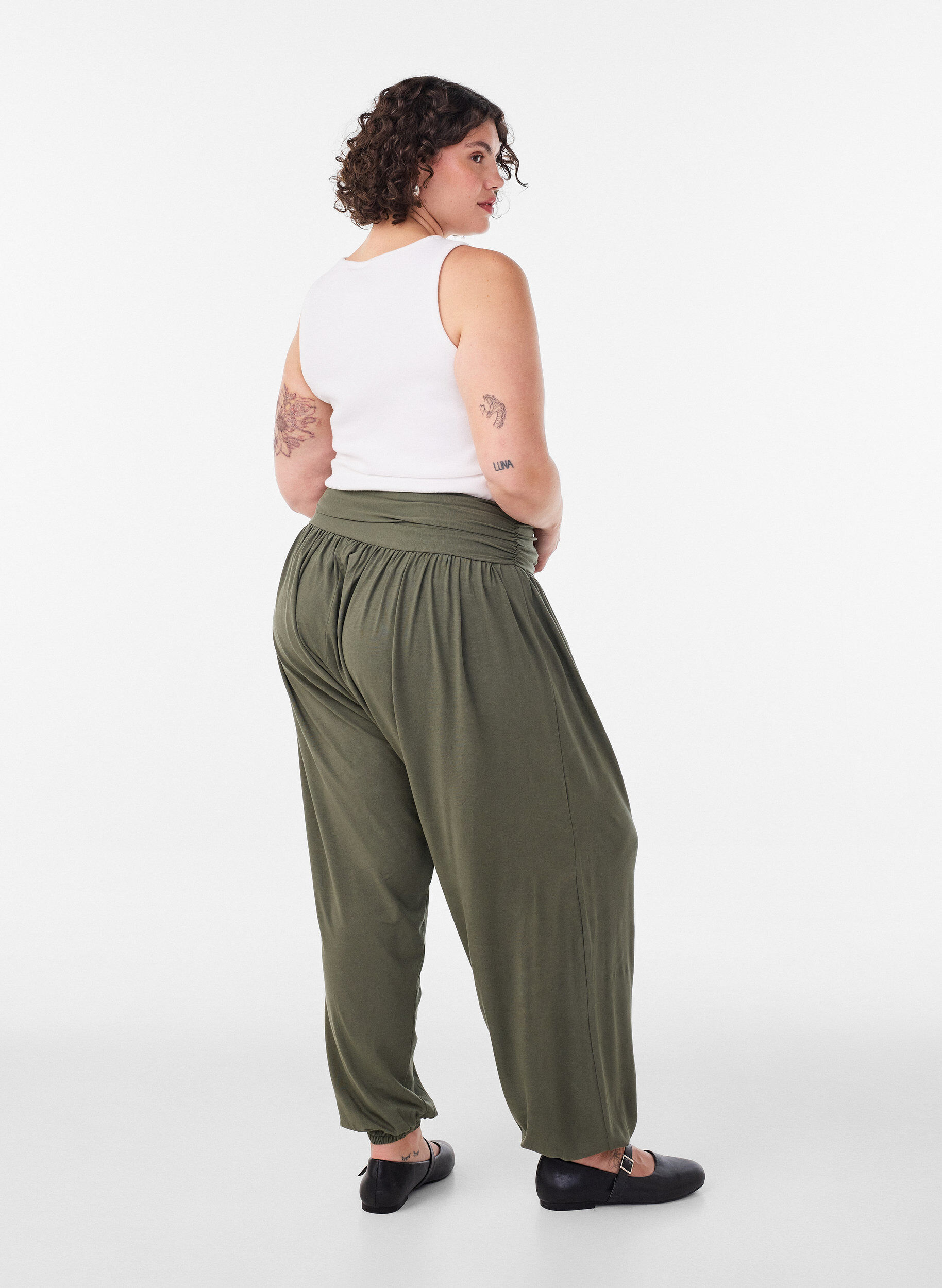 ZizzifashionLoose-fitting harem trousers, Green, Model image number 2