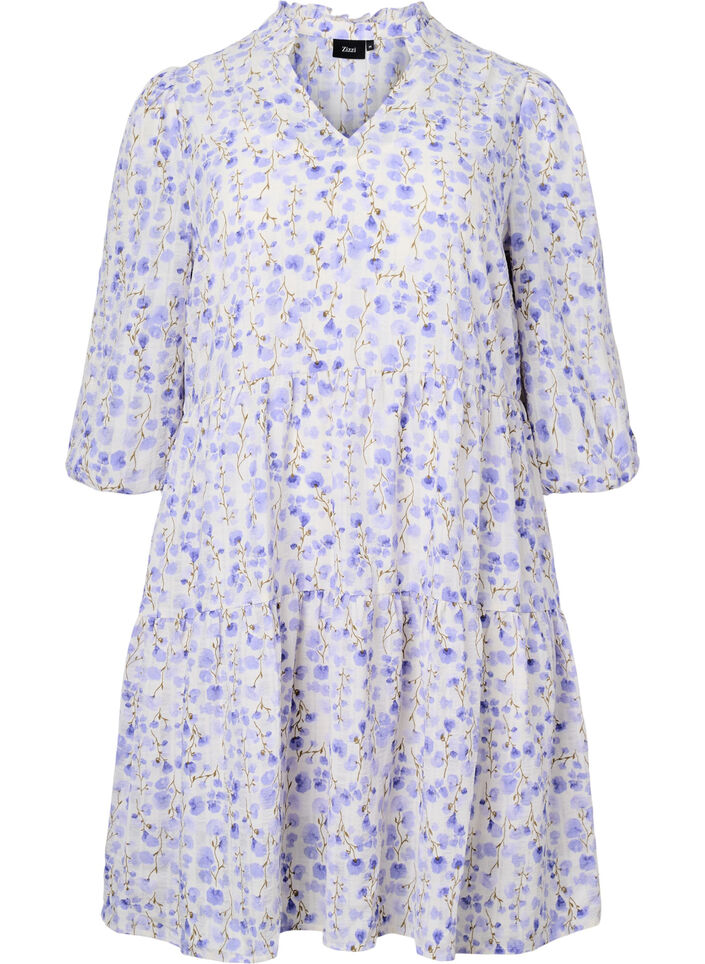 Tunic with 3/4 sleeves and floral print, Sand Verbena AOP, Packshot image number 0