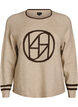 Jumper with logo and contrast stripes, Beige, Packshot image number 0