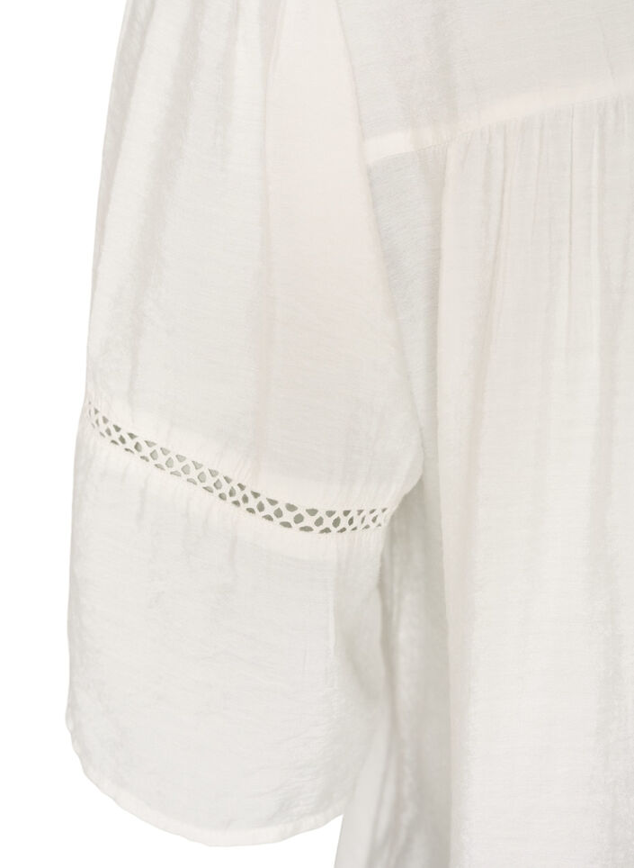 Viscose blouse with pintucks and balloon effect, Vanilla, Packshot image number 3