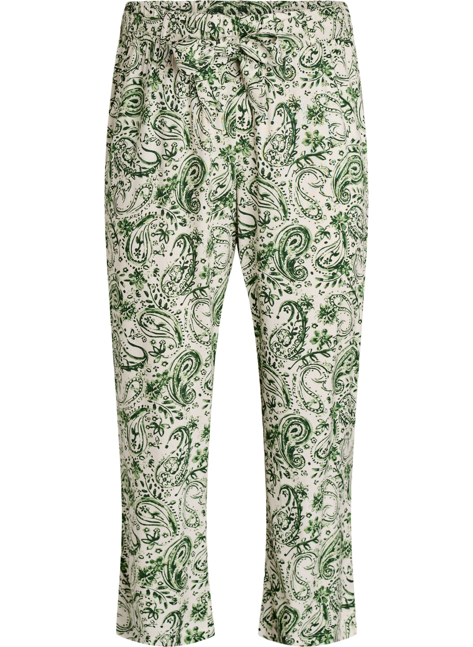 High-waisted viscose trousers