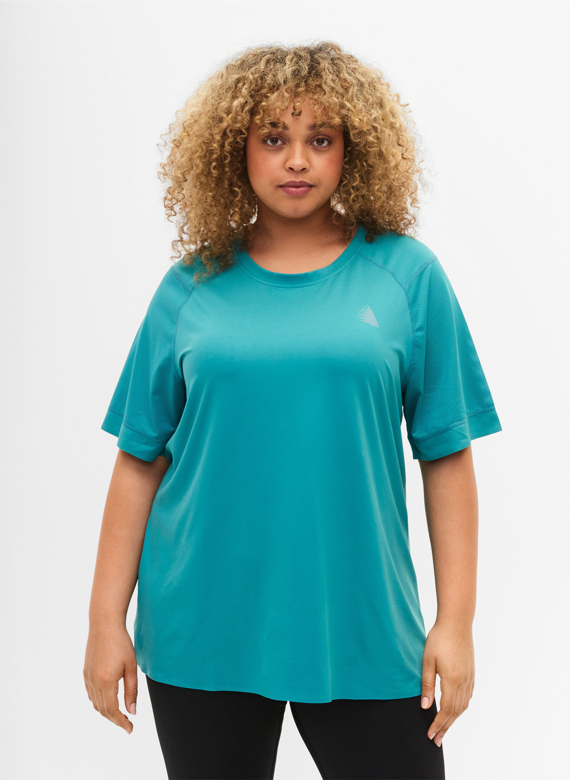 Zizzifashion Short-sleeved training t-shirt with round neck, Green-Blue Slate, Model image number 0