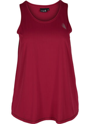 Plain-coloured sports top with round neck, Beet Red, Packshot image number 0