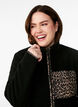 Teddy fleece jacket with leopard details, Black, Model image number 3