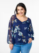 Chiffon blouse with floral print and long sleeves, Blue, Model image number 0