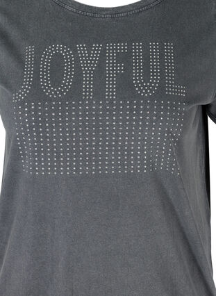Cotton t-shirt with studs and smocking, Grey Wash, Packshot image number 2