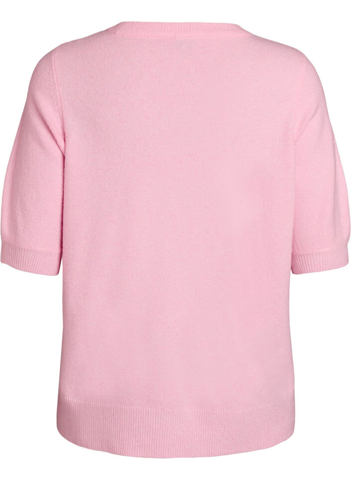 Knitted blouse with short sleeves, Pink, Packshot
