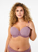 Moulded bra with lace and smooth cups, Rose, Model image number 0