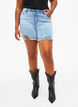 Denim shorts with distressed details, Light Blue Denim, Model image number 2