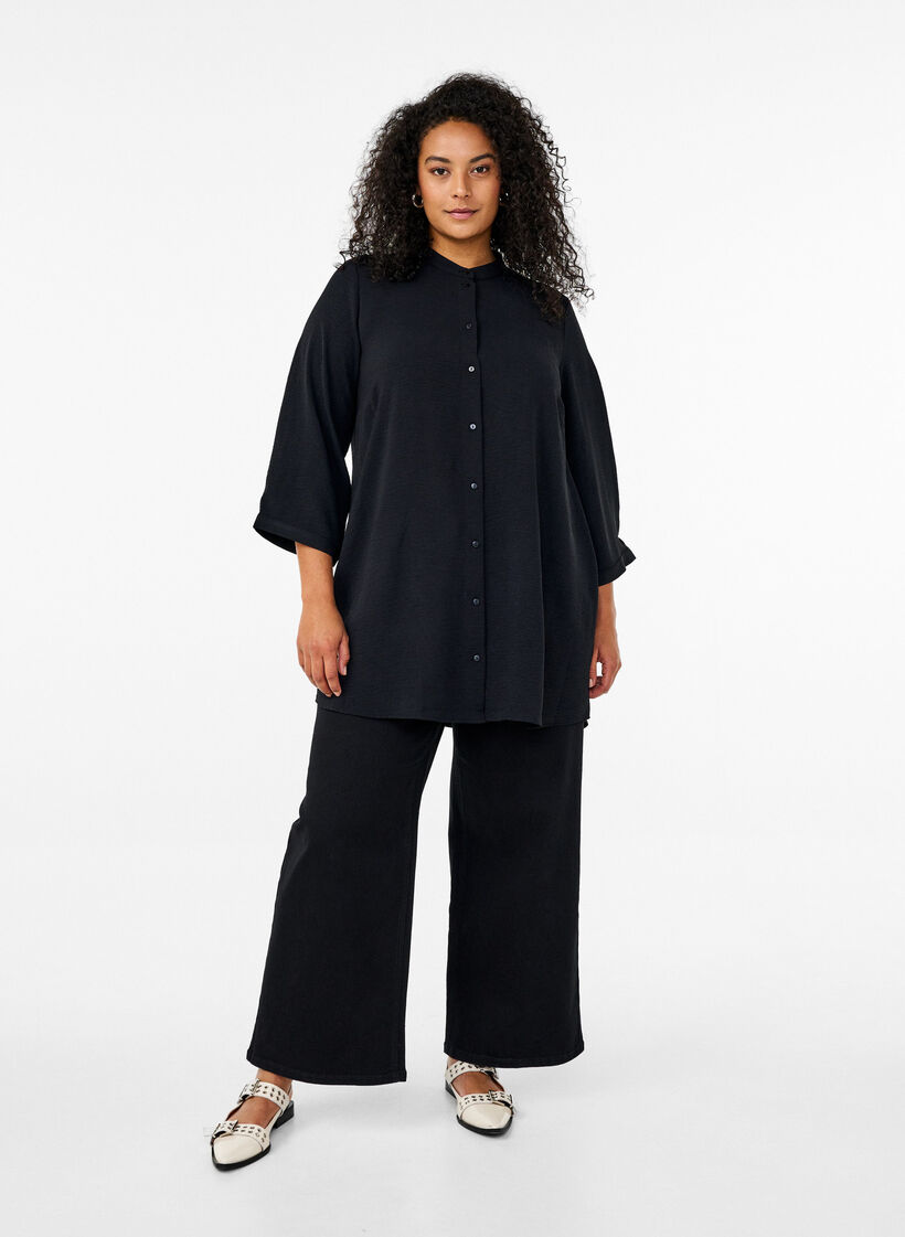 Tunic with 3/4 sleeves, Black, Model image number 1