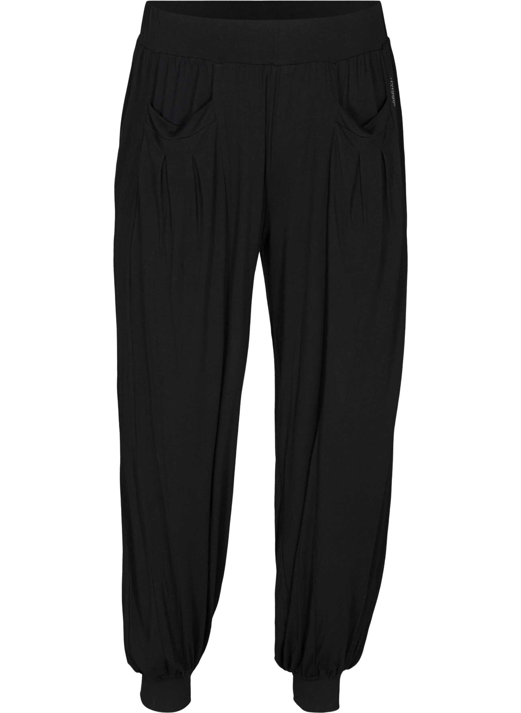 Zizzifashion Loose viscose trousers with pockets, Black, Packshot image number 0