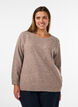 Knitted blouse with rhinestones and studs, Beige, Model image number 0