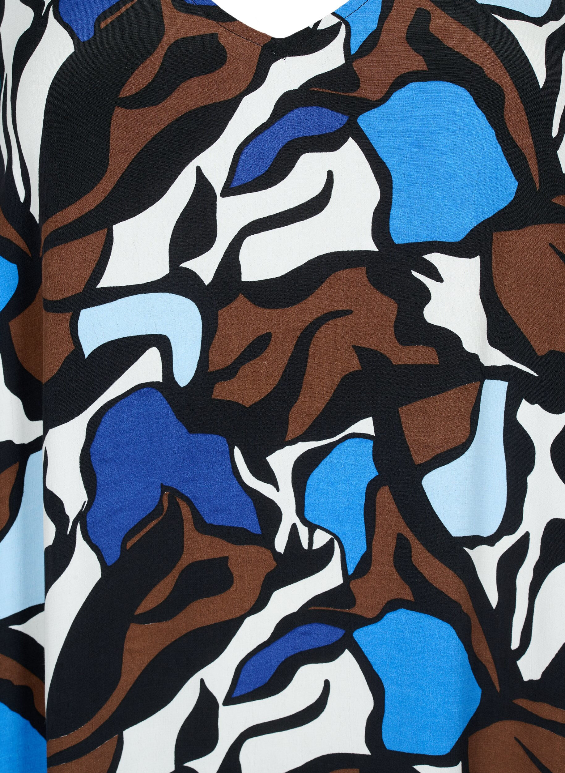 Zizzifashion Dress in viscose with print and 3/4 sleeves, Zafia AOP, Packshot image number 2