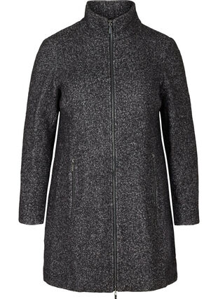 Jacket with wool and a zip, Dark Grey Mel., Packshot image number 0