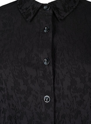 Viscose shirt jacket with tone-on-tone pattern, Black, Packshot image number 2