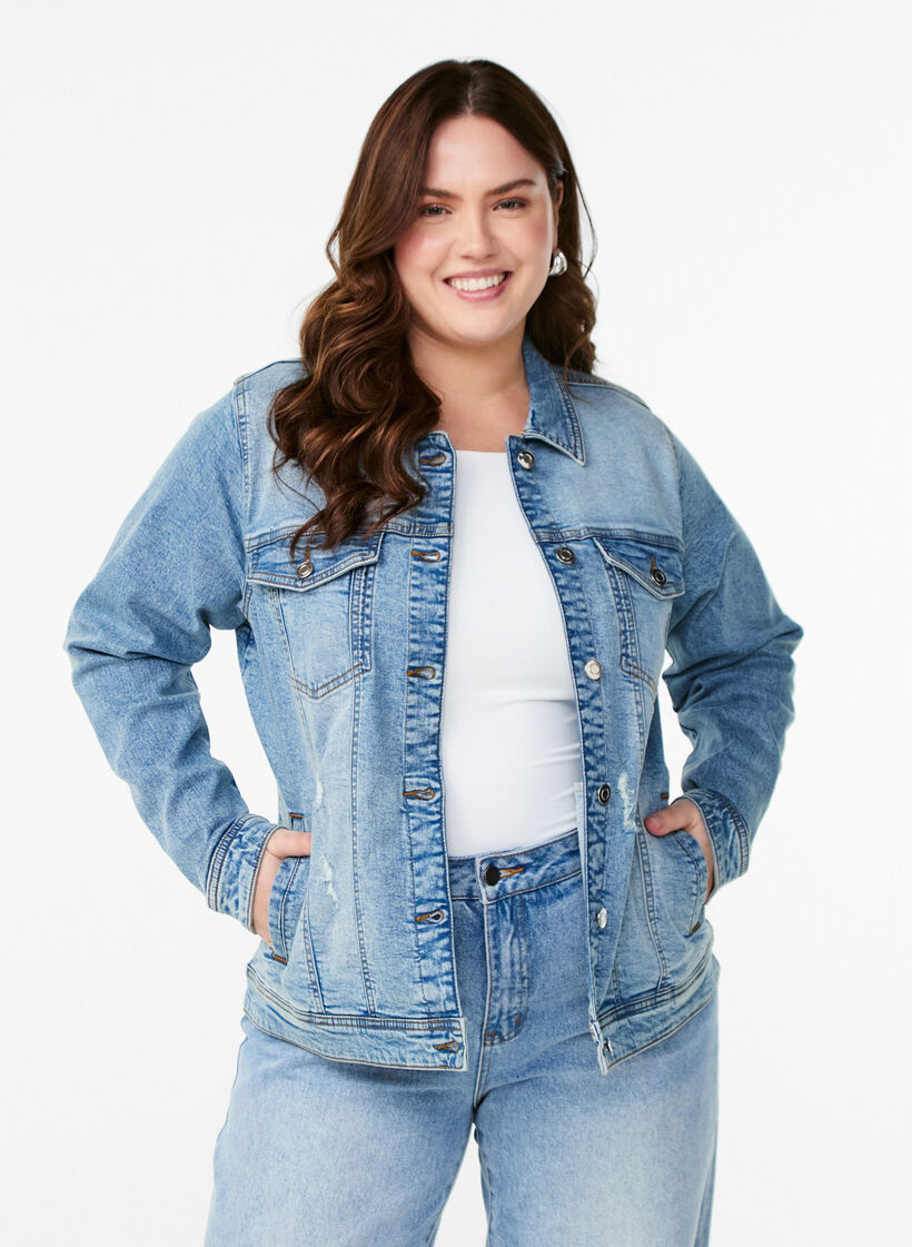 Denim jacket with a classic cut, Light Blue, Model image number 0