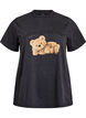 T-shirt with teddy bear print and washed look, Grey, Packshot image number 0