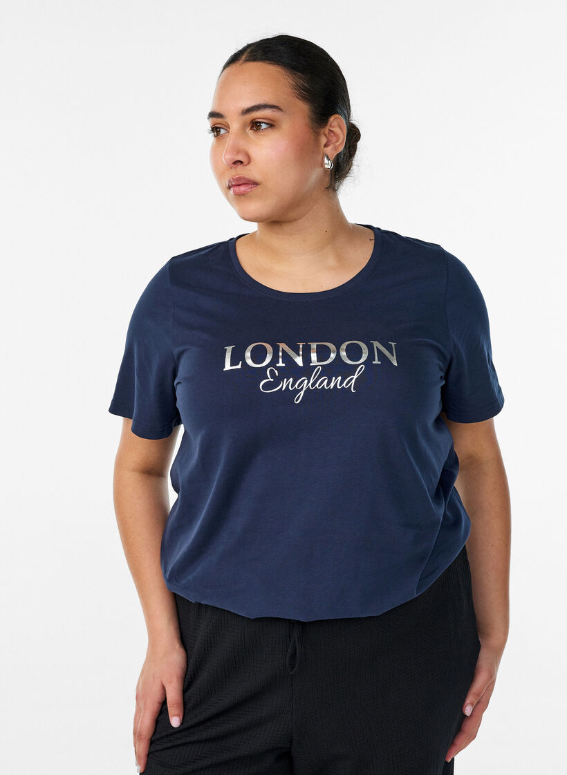 T-shirt with motif, Blue, Model image number 0