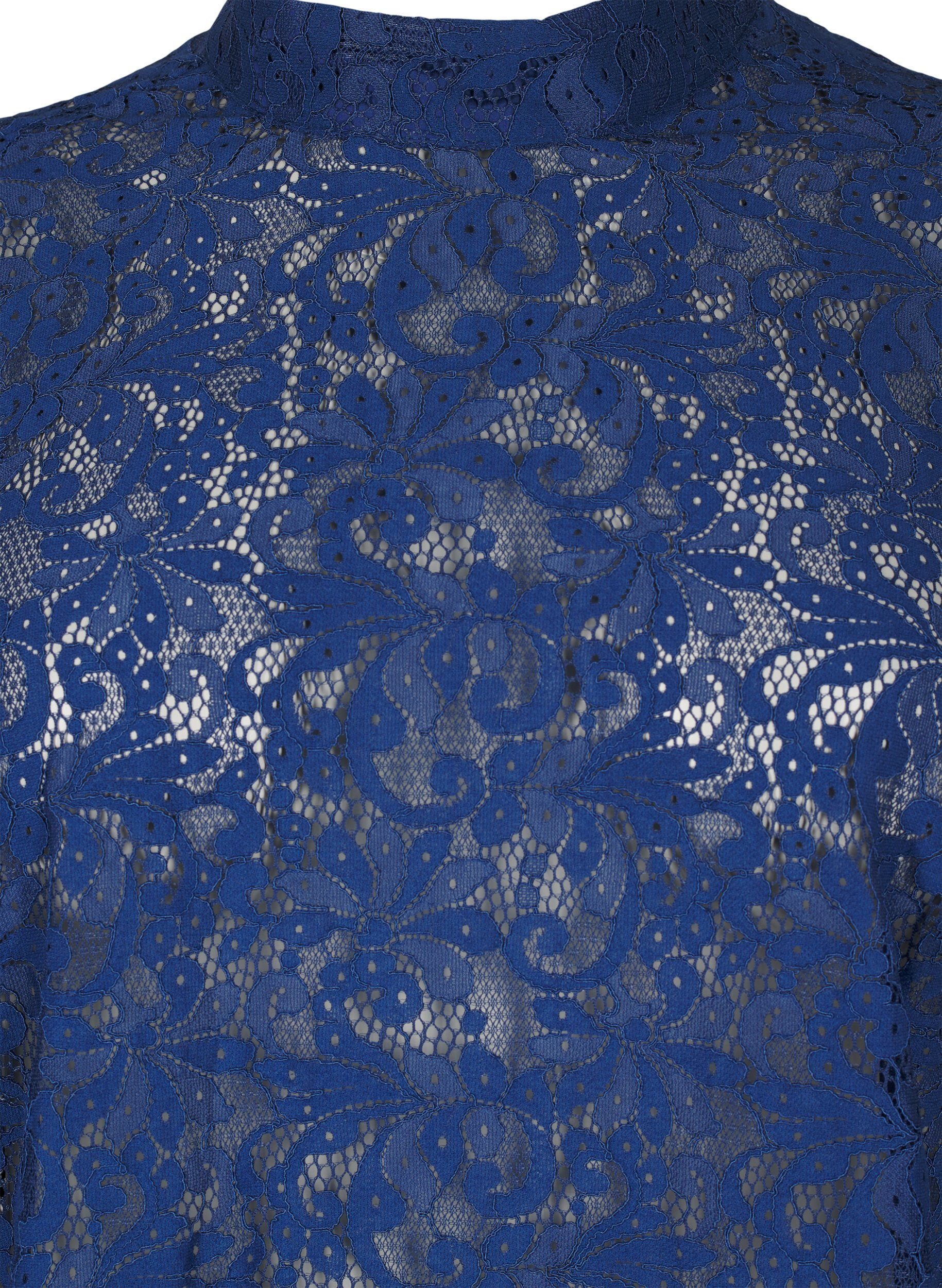 Zizzifashion Lace blouse with bow detail, Estate Blue, Packshot image number 2