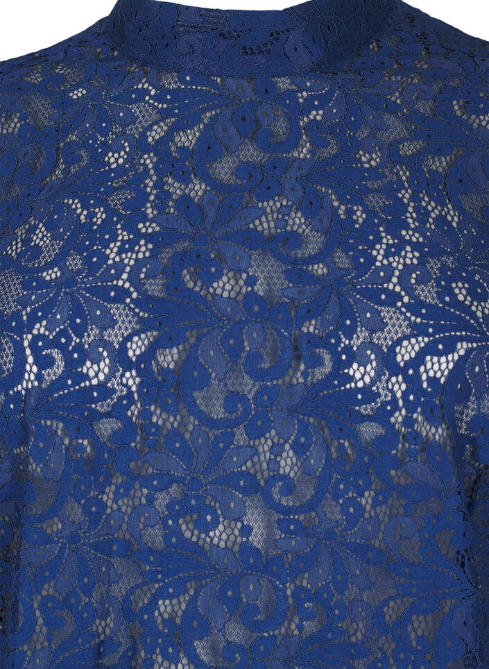 Lace blouse with bow detail, Estate Blue, Packshot image number 2